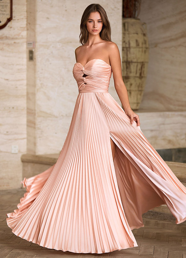 Ylura Perla Rosa Vestido de graduación plisado de corte A image1