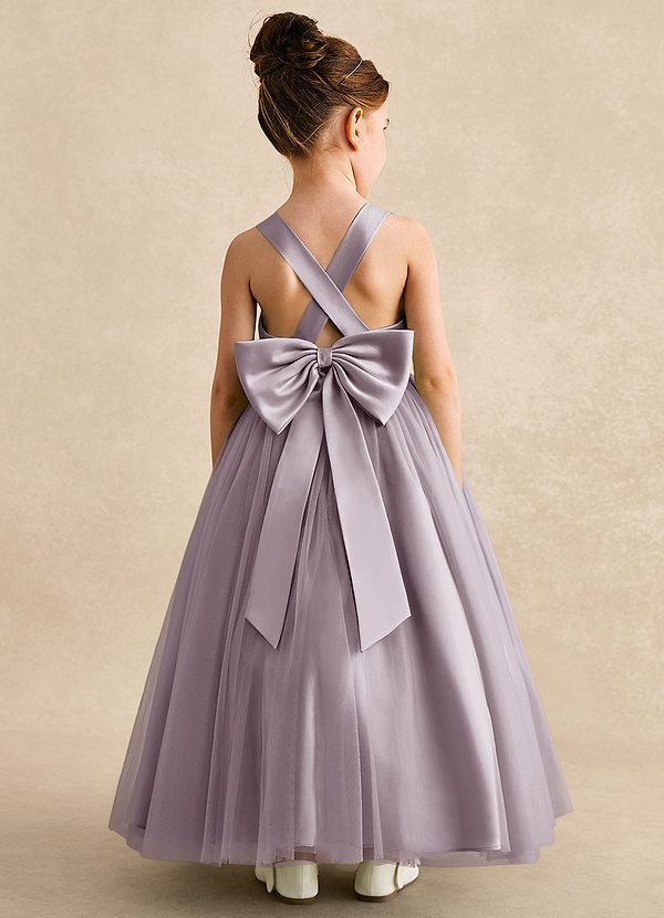 Azazie Peanut Robes de Fillette d'Honneur Robe Trapèze en Tulle Bretelle Crépuscule image1