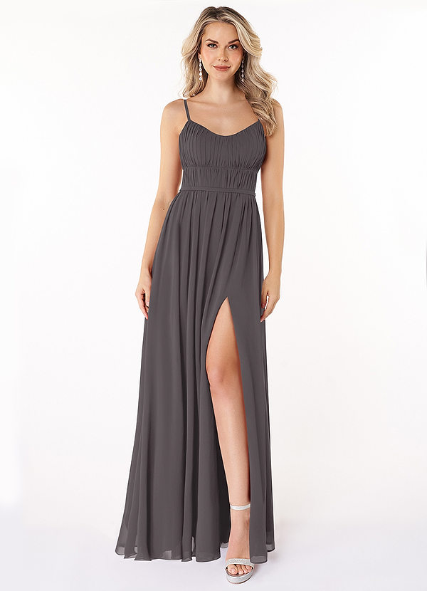 Yanelie A-Line Scoop Pleated Chiffon Dress
