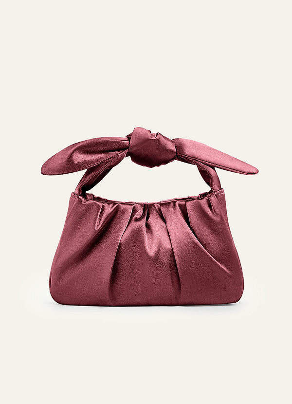 front Matching Color Metallic Satin Knotted Handle Handbag