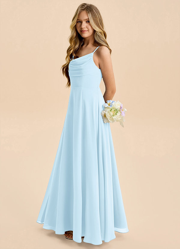Azazie Gia Junior Sky Blue A-Line Pleated Chiffon Dress image1