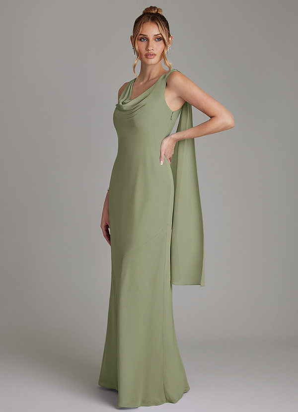 Azazie Essence 신부 들러리 드레스 쉬스 쉬폰 바닥 길이 드레스 image1