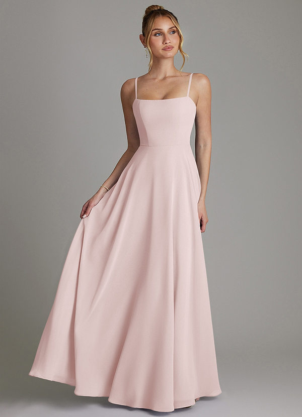 Azazie Elita Bridesmaid Dresses Blushing Pink A-Line Pleated Chiffon Dress image1