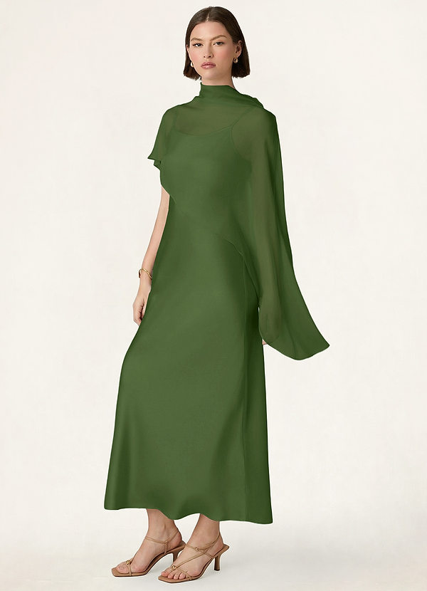 front Azazie Matching Color Chiffon Bias Cut Cape