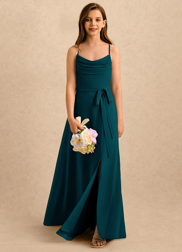 Azazie Jasslyn Girls Formal Sukienki dla dziewczynek sypiących kwiaty Linia A Pofałdowany Szyfon Długość podłogi Sukienka image1