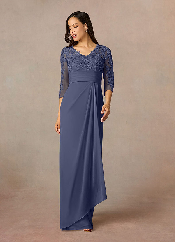 Azazie Poe Mother of the Brides Dresses Stormy Sheath Lace Dress image1