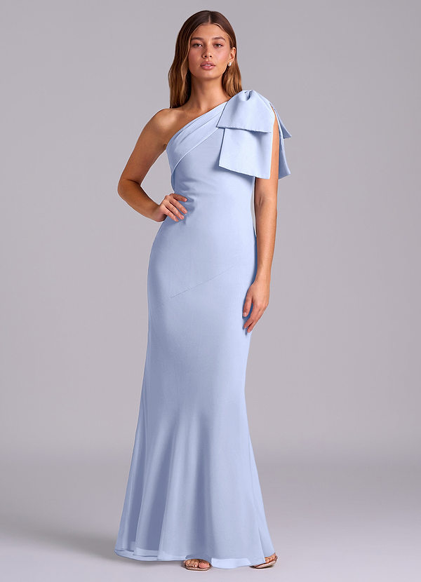 Azazie Yuanna Bridesmaid Dresses Ice Mermaid One Shoulder Chiffon Dress image1