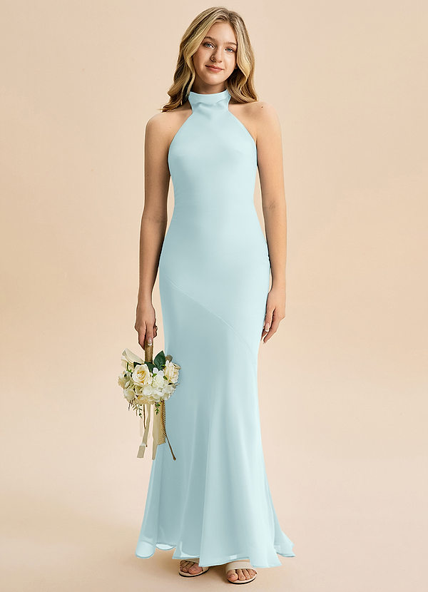 Azazie Velli Junior Sea Glass Mermaid High Neck Chiffon Dress image1