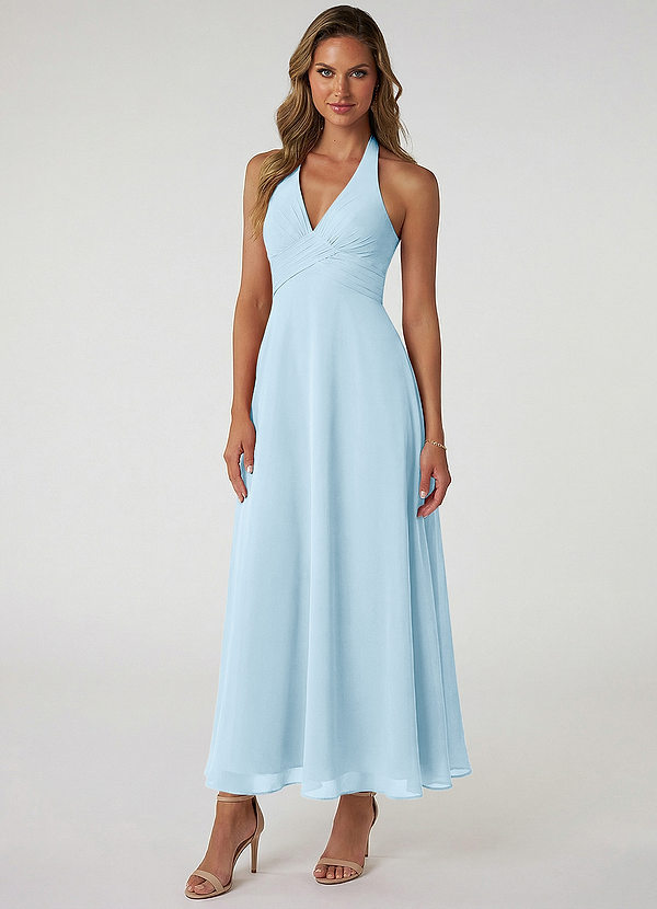 Azazie Tessie Bridesmaid Dresses Sky Blue A-Line Pleated Chiffon Dress image1