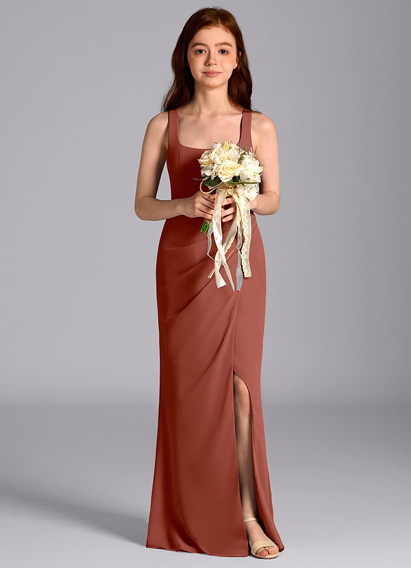 Azazie Mero Junior Auburn Mermaid Pleated Chiffon Dress image1