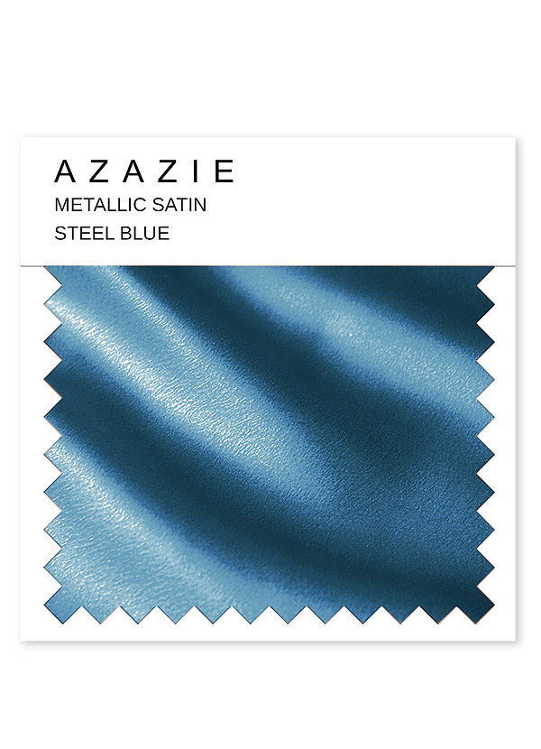 front Azazie Steel Blue Metallic Satin Swatch