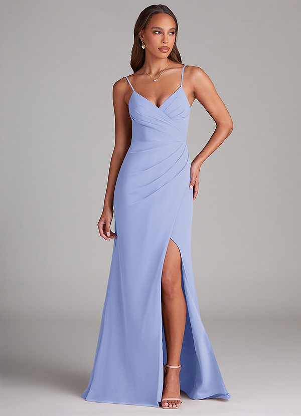 Azazie Maci Bridesmaid Dresses Lavender Sheath Pleated Chiffon Dress image1