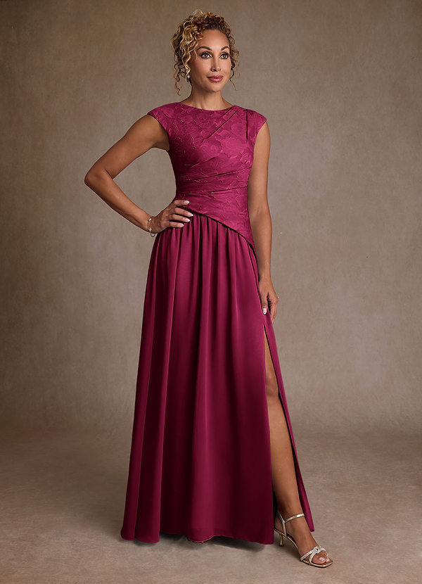 Azazie Kalleen Mother of the Brides Dresses Burgundy A-Line Pleated Chiffon Dress image1