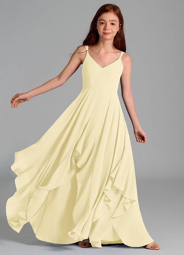 Azazie Karan Junior Lemon Sorbet A-Line Chiffon Dress image1