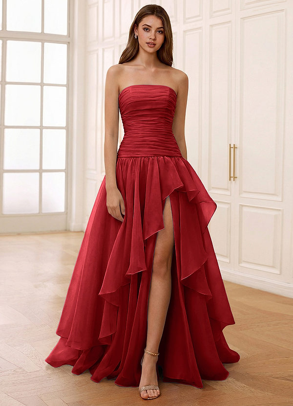 Ocavivien Red Tulle Prom Dress image1