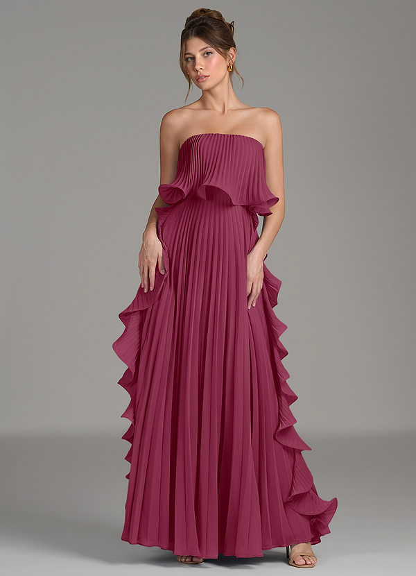 Azazie Alexia Bridesmaid Dresses Mulberry A-Line Ruched Chiffon Dress image1