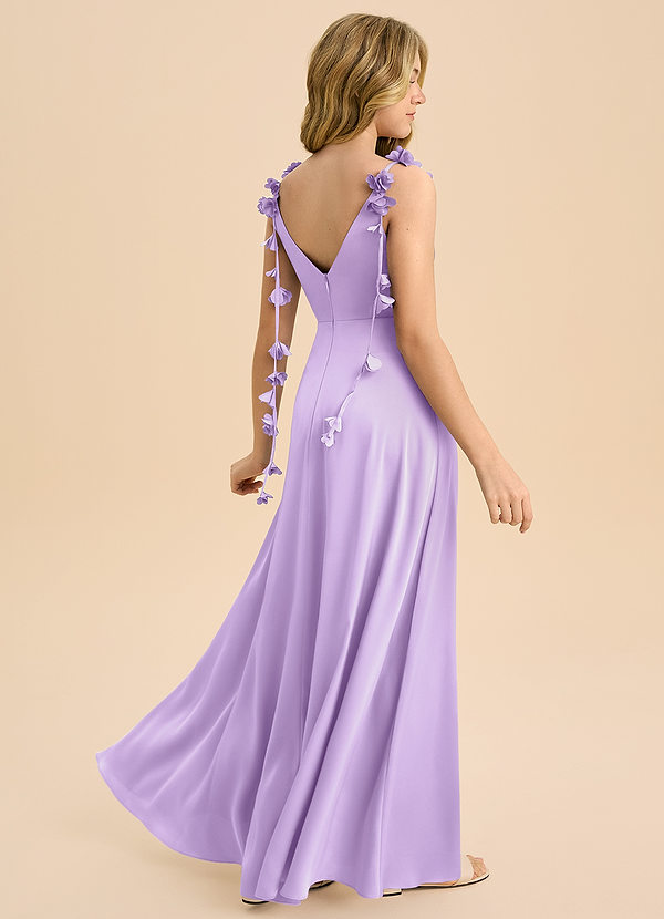 Azazie Gumdrop Junior Robe Empire en Satin extensible Plissée Lilas image1