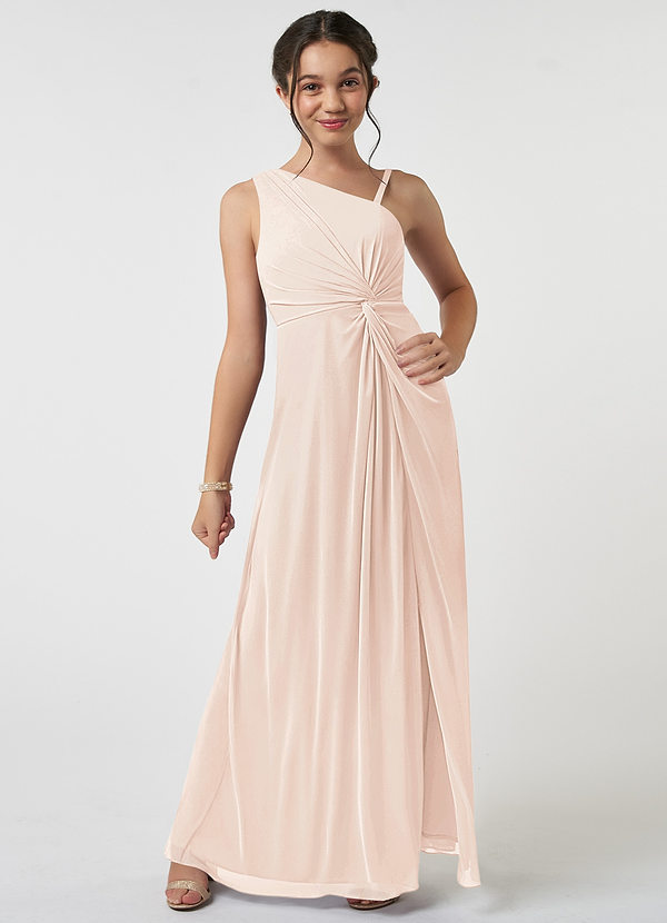 Azazie Brooke Junior Abito A-Line in Maglia Plissettato Rosa Rossore image1