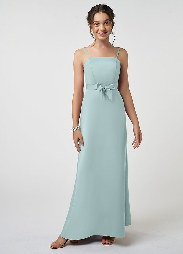 Azazie Anina Junior Robe Trapèze en Satin extensible Arc Brume image1