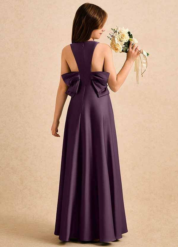 Azazie Nisha Girls Formal Sukienki dla dziewczynek sypiących kwiaty Linia A Pofałdowany Satyna elastyczna Długość podłogi Sukienka image1