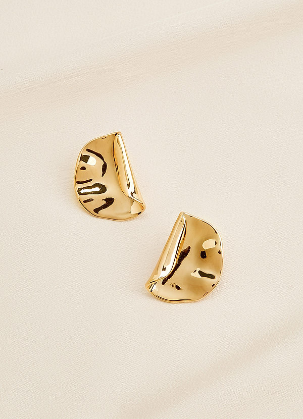 front Molten Gold Metal Earrings