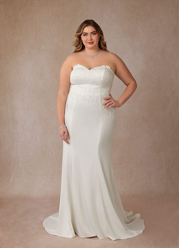 Azazie Antheia Wedding Dresses Diamond White Mermaid Sequins Stretch Crepe Dress image1