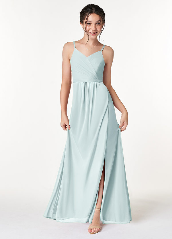 Azazie Luxy Junior Mist Pleated Mesh Dress image1