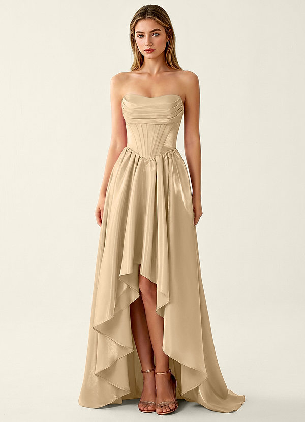 Vivienne Champagne Satin Faced Chiffon Ruffled Special Occasion Dress image1