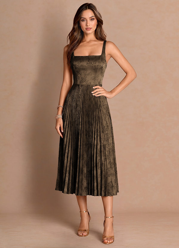 Tatiana Coffee Brown Midi Dress image1
