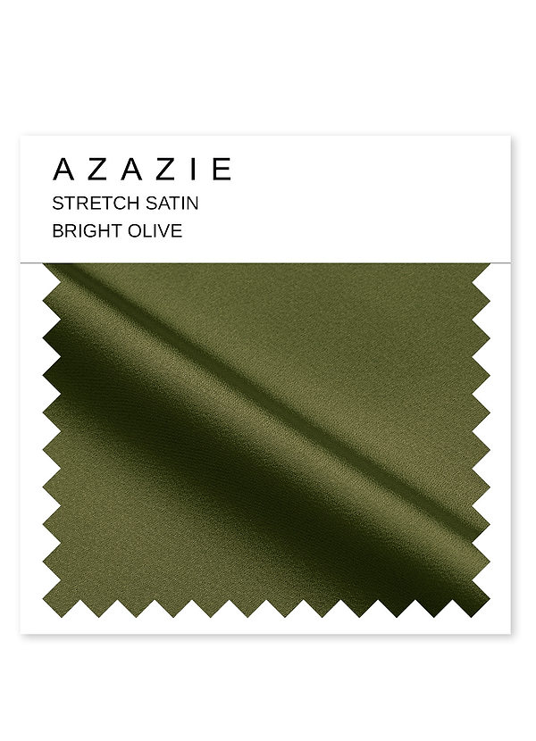 front Azazie Bright Olive Stretch Satin Swatch