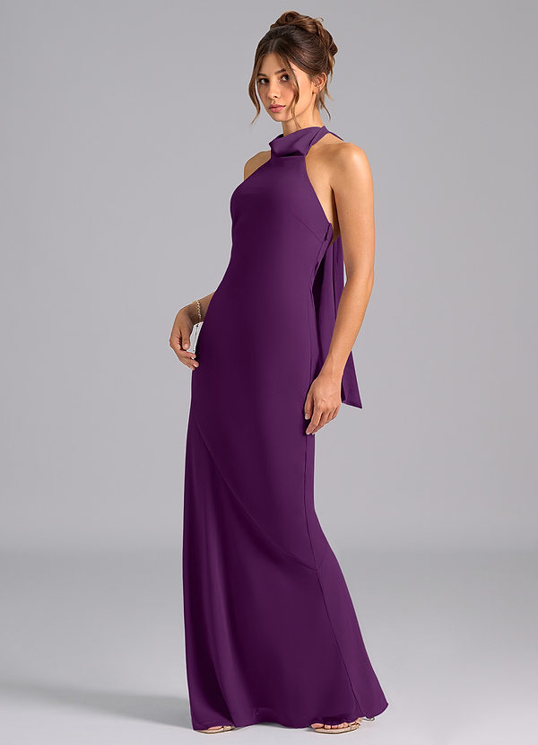Azazie Velli Bridesmaid Dresses Grape Mermaid Bow Chiffon Dress image1