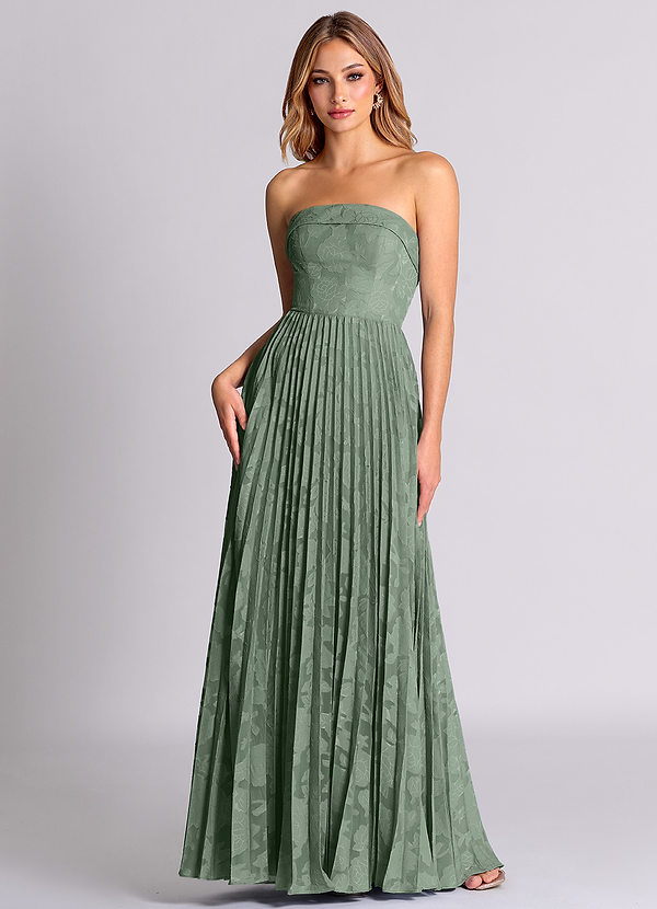 Azazie Mariana Bridesmaid Dresses Matcha A-Line Strapless Floral Burnout Convertible Dress image1