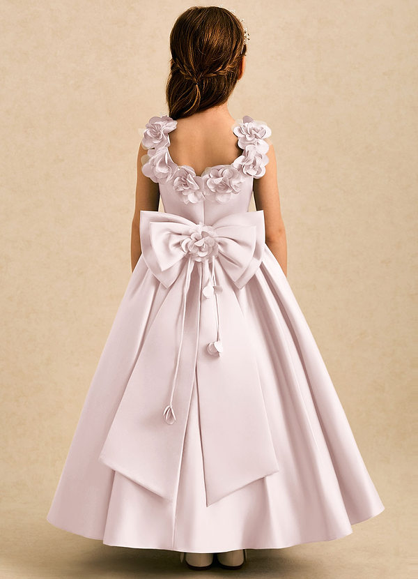 Azazie Eden Flower Girl Dresses Blushing Pink Ball-Gown Pleated Matte Satin Dress image1