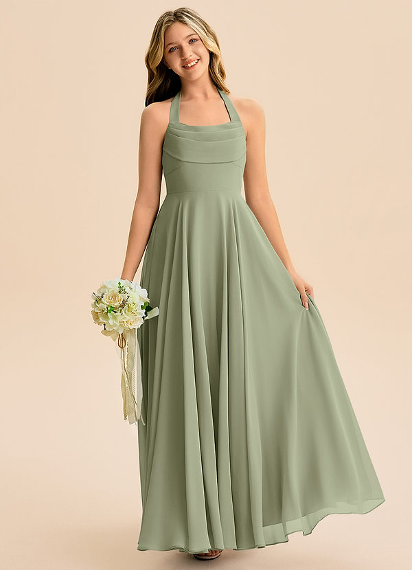 Azazie Kady Junior Pistachio A-Line Sweetheart Neckline Chiffon Dress image1