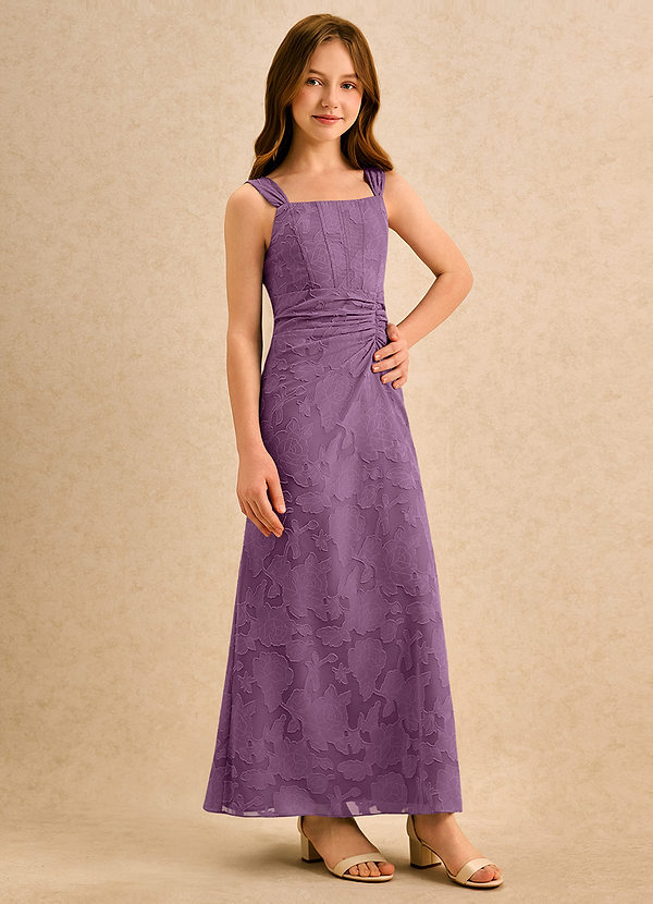 Azazie Brookie Girls Formal Flower Girl Dresses Wisteria A-Line Sleeveless Floral Burnout Dress image1