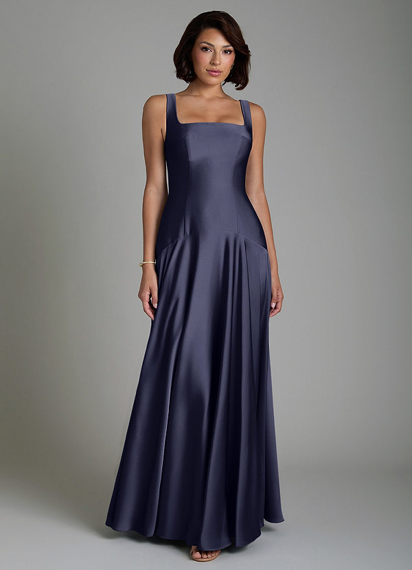 Azazie Reina Bridesmaid Dresses Stormy A-Line Pleated Stretch Satin Dress image1
