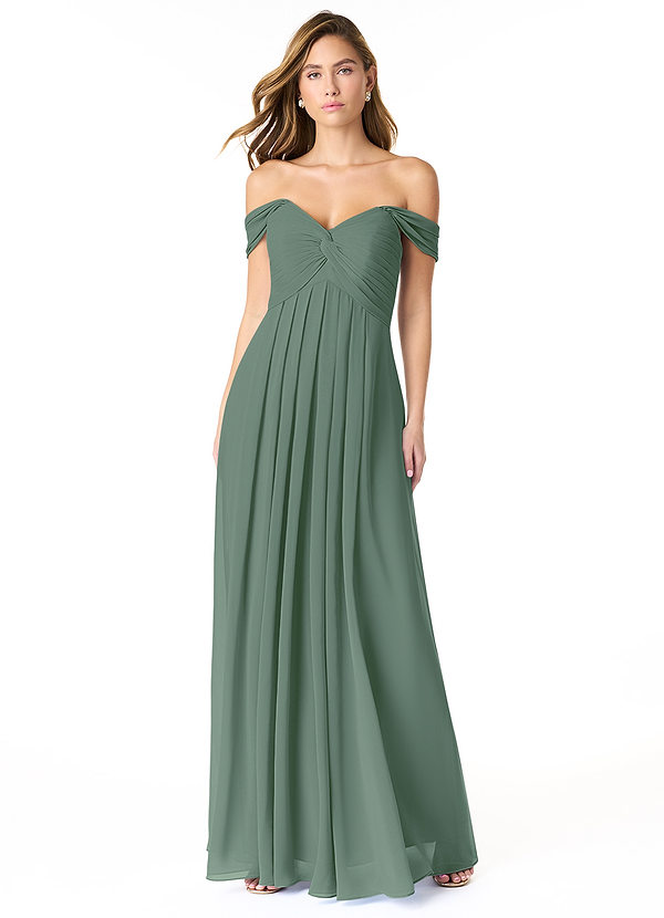 Azazie Kaitlynn Bridesmaid Dresses Eucalyptus Empire Ruched Chiffon Convertible Dress image1