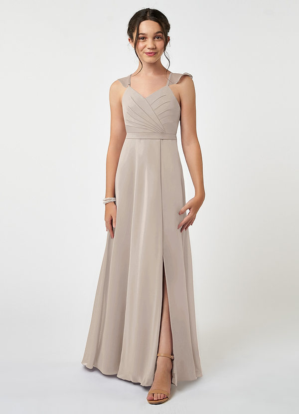 Azazie Emily Junior Frost A-Line Ruched Chiffon Dress image1