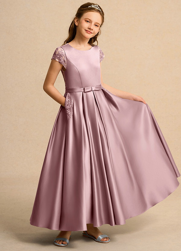 Azazie Bunny Girl Vestidos de Niña de Flores Vestido de Rosa Polvorienta de Encaje de Princesa image1