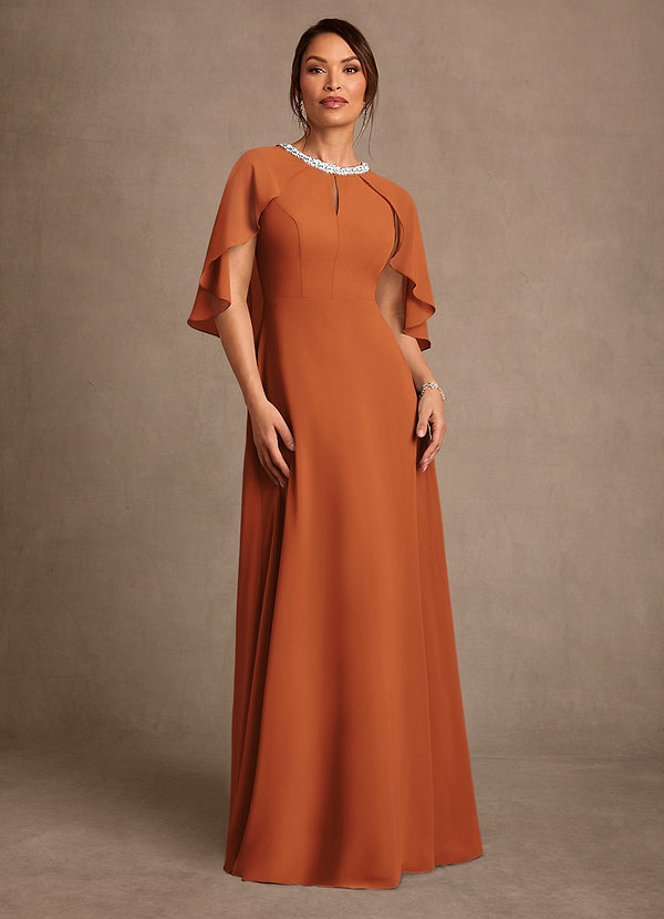 Azazie Winnifred Mother of the Brides Dresses Cinnamon A-Line Beaded Chiffon Dress image1