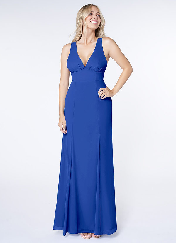 Christiana A-Line V-Neck Pleated Chiffon Dress