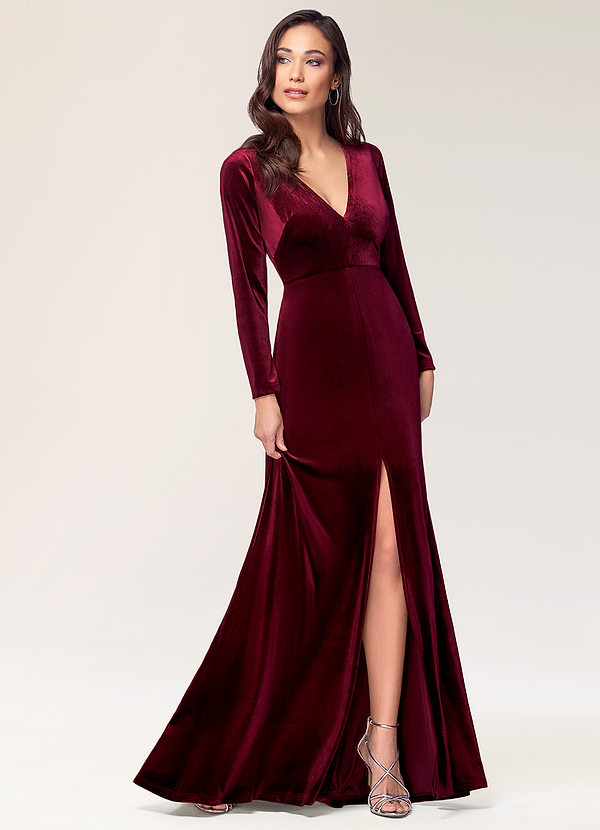 Verrassend New Moon Burgundy Velvet Maxi Dress Dresses | Azazie FR-26