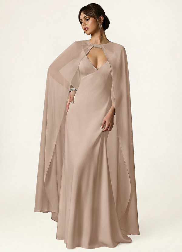 front Azazie Knot-Front Chiffon Long Cape