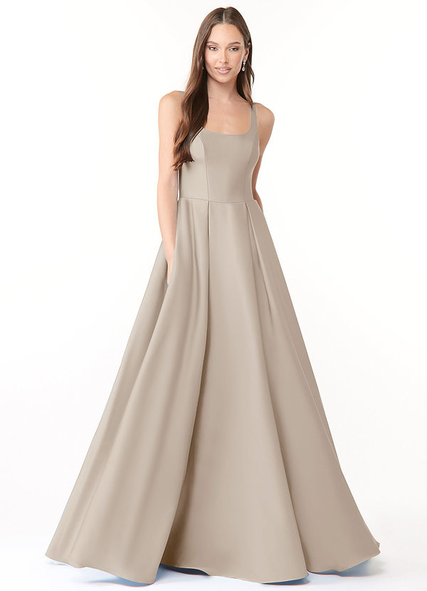 Azazie Neve Abiti da Damigella Abito Principessa in Raso Elasticizzato Con Tasche Gelo image1