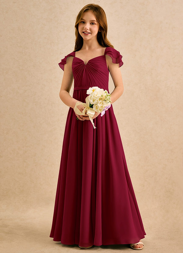 Azazie Meimei Girls Formal Klänningar för brudeflicka Klä A-Line i Chiffong Plisserad image1