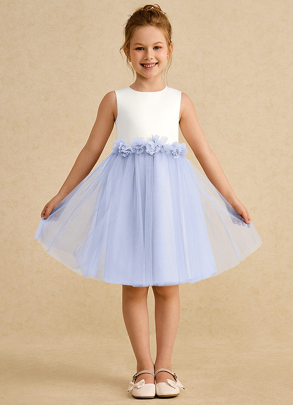 Azazie Louisa Flower Girl Dresses Ivory Lavender A-Line Sleeveless Tulle Dress image1