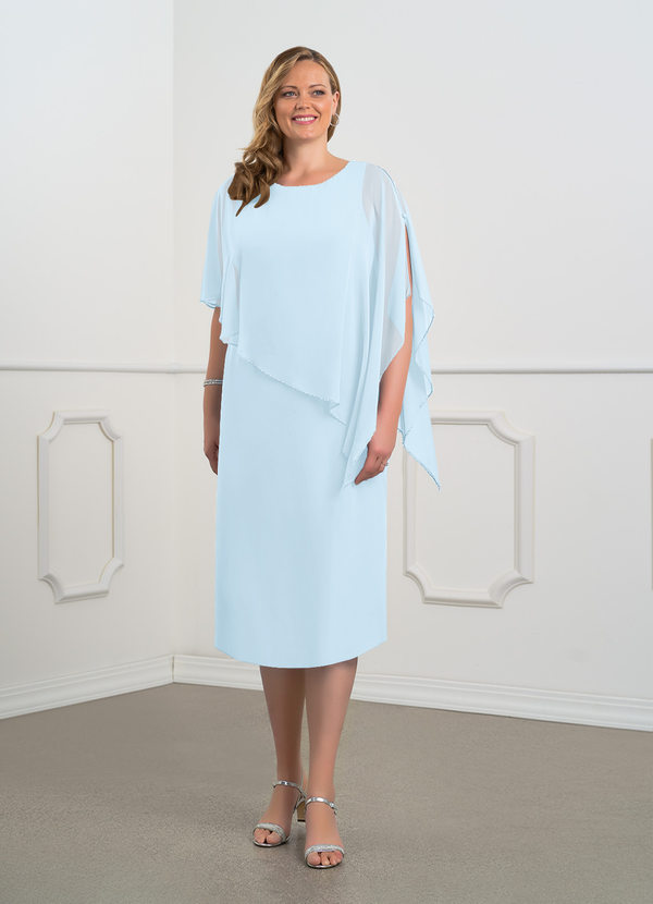 Azazie Sparrow Mother of the Brides Dresses Sky Blue Sheath Sequins Chiffon Dress image1