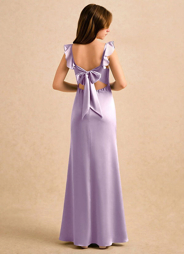 Azazie Novalie Girls Formal Sukienki dla dziewczynek sypiących kwiaty Syrena Ukłon Satyna elastyczna Długość podłogi Sukienka image1