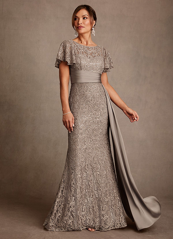 Azazie Harrison Klänningar till brudens mor Klä Sjöjungfru i Spets Plisserad Taupe image1