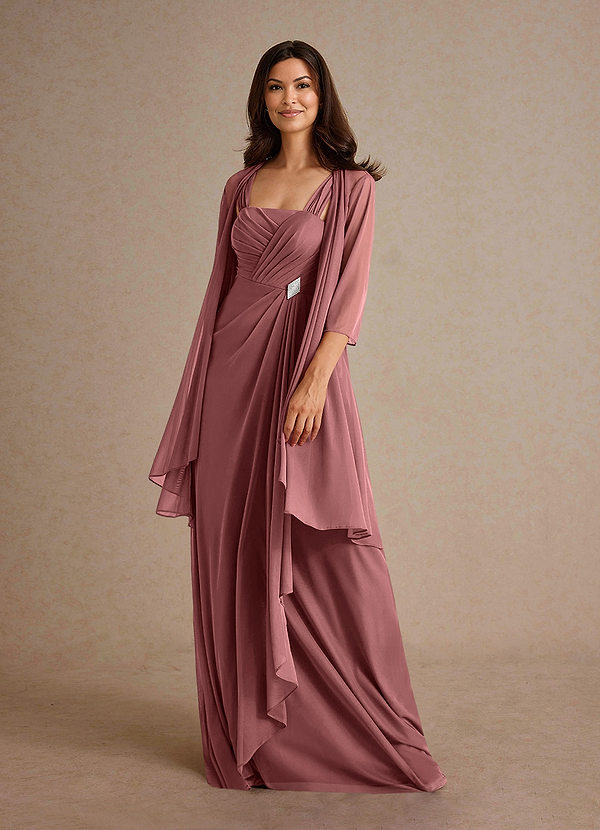 Azazie Clinton Mother of the Brides Dresses Desert Rose A-Line Pleated Mesh Dress image1